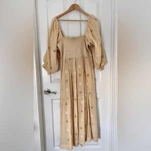 NWT Free People Dahlia Embroidered Maxi Dress Size L